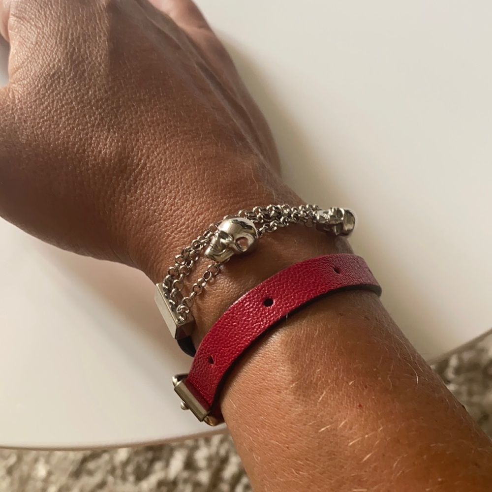 COPY - Alexander McQueen leather wrap skull bracelet
